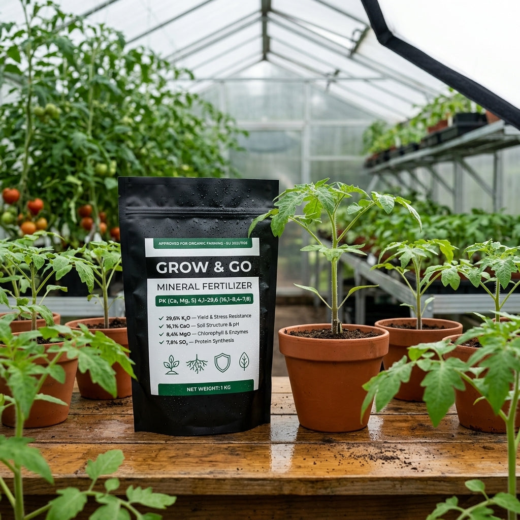 Nawóz Granulowany Popiół z Łuski Słonecznika GROW & GO PK (Ca, Mg, S) 1kg