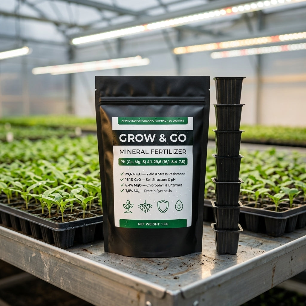 Nawóz Granulowany Popiół z Łuski Słonecznika GROW & GO PK (Ca, Mg, S) 1kg