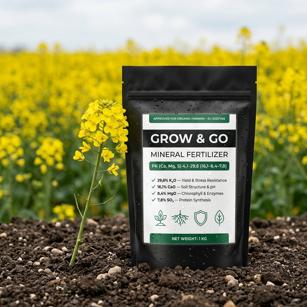 Nawóz Granulowany Popiół z Łuski Słonecznika GROW & GO PK (Ca, Mg, S) 1kg
