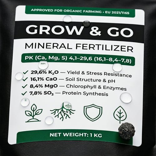 Nawóz Granulowany Popiół z Łuski Słonecznika GROW & GO PK (Ca, Mg, S) 1kg