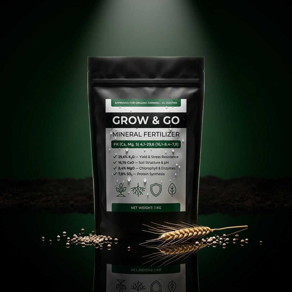 Nawóz Granulowany Popiół z Łuski Słonecznika GROW & GO PK (Ca, Mg, S) 1kg