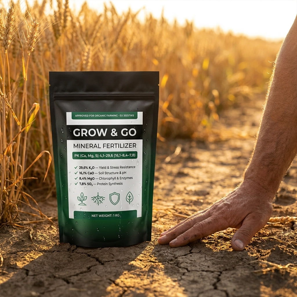 Nawóz Granulowany Popiół z Łuski Słonecznika GROW & GO PK (Ca, Mg, S) 1kg